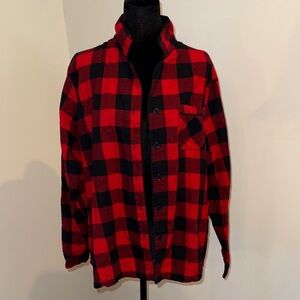 Flannel Red and Black Plaid Button-Up Shirt